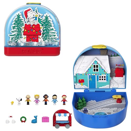 Polly Pocket x Peanuts Collector avec Mini-Figurines, 7 Accessoires thématiques, 4 lieux emblématiques, Snoopy et Woodstock, JFV05, JFV05