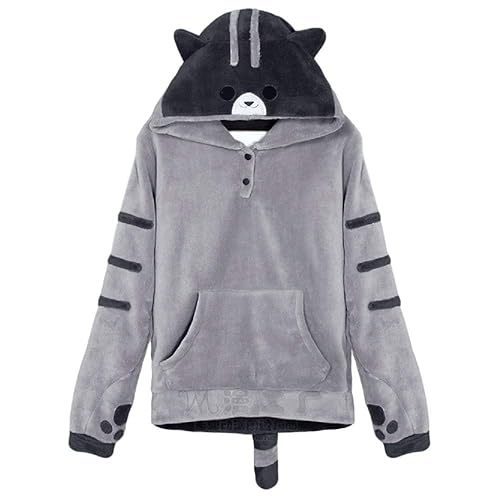 GK-O Women Cute Hooded Cat Ears Hoodie Girl Pullover Jacket
