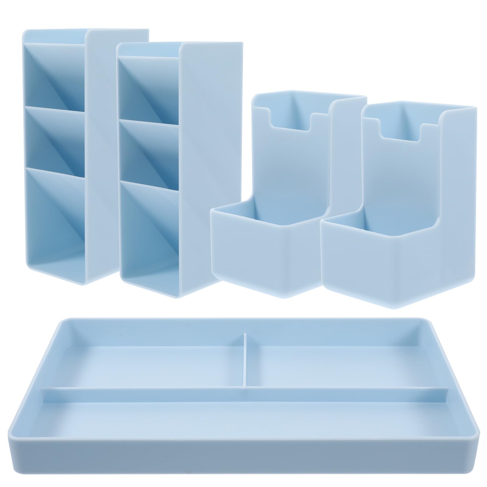 Portalápices y de Abs Vertical Azul Compartimentos Variados Organizador de Bolígrafos y Papelería Espacio de Trabajo Elegante y Funcional para Oficina, Escuela