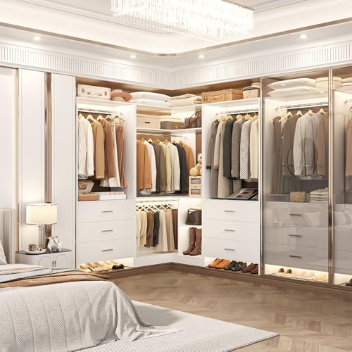 Aheaplus Closet System Closet Organizer, Wood Closet Organizer System, Walk-in Closet or Small Closets Wardrobe, Clothes Rack with Hanging Rods, 4FT Closets, Set of 2, White - Image 5