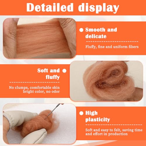 Image of Mayboos 1.76oz Oak Brown Natural Wool Roving, Needle Felting Wool | Wool for Needle Felting for Wet /Dry Felting Handcrafts and Spinning