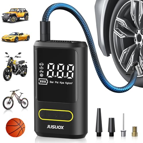 JUSUOX Tire Inflator Portable Air Compressor, Electric Bike Pump with Digital...
