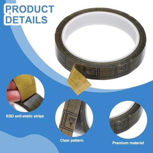 Image of PATIKIL Antistatic Tape, 2.36 Mil Thick, 11 /16 Inch x 39 Yards Conductive Adhesive Grid ESD Tape for Circuit Board Laptop Mobile Phone Communication Electronics Parts Black /Yellow