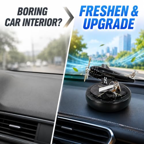 Image of Solar Powered Car Dashboard Perfume Diffuser with 360 Rotating Aeroplane Glider 2026, Plant-Based Organic Fragrance | Imported Airplane Design | Air Freshener & Interior Decoration | Black
