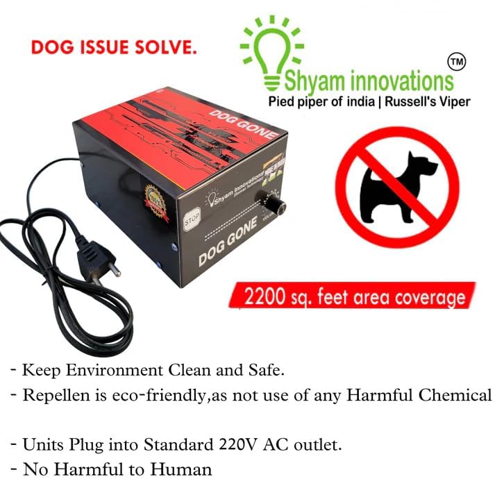 Shyam Innovations Supersonic Dog Repellent System, Loud Noise Deterrent Device to Keep Street Dogs Away, Outdoor Dog Control for Playgrounds, Parking Areas & More, Covers Up to 2200 Sq. Ft. 1