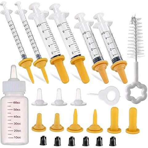 Puppy Syringe Feeder, Puppy Nursing Bottle Pet Syringe Feeding Kit Original Nipple with Syringe, Feeding Nursing Bottle for Small Pet Puppy Kitten(24 Pack) Cover