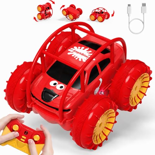 Image of Remote Control Car, Fast Direct Charging RC Cars Amphibious 360 Rotating LED Rechargeable Stunt Car 2.4Ghz 4WD All Terrain RC Race Cars Toy Christmas Birthday Gift for Kids Boys Girls Aged 3-12 years