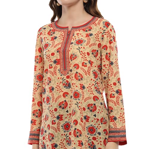 Image of BIBA Women Crepe Floral Printed Regular Fit Straight Kurti
