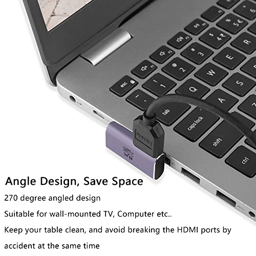 PNGKNYOCN 8K HDMI Adapter, 2 Pack 270 Degree HDMI 2.1 Male to Female Converter,Support 8K@60Hz/4K@120Hz HDR, 48Gbps Data Transferfor HDTV,Projector,Laptop (270 Degree) - Image 2