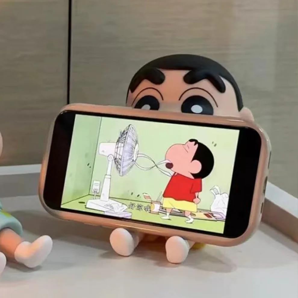 Image of YOURKARTS.COM Cute Shin-Chan Mobile Holder | ABS Cartoon Figurine Phone Stand for Desk | Non-Slip and Portable Mobile Support for Tablets | Cute Holder for Boys & Girls Use Home or Office