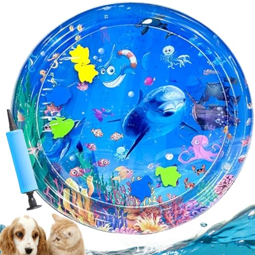 Water Mat with Fish Cat Dog Water Mat Thickened Durable Non-Slip Playmat Durable Easy Clean Suitable for All Types of Pets