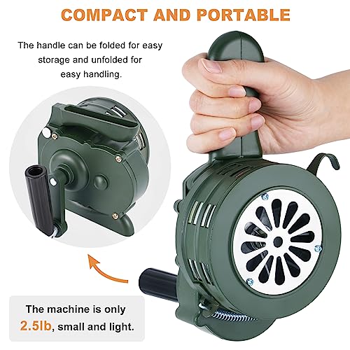 Hand Crank Siren Horn Manual Operated Metal Alarm Handheld Air Raid Siren Portable Loud Manual Siren Emergency Safety (Green) #TOP3