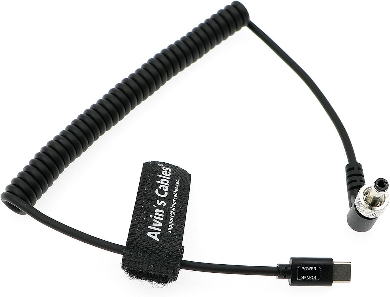 Alvin's Cables PD USB-C Type-C to Lock DC 12V Coiled Power Cable for Blackmagic Video Assist| Atomos Shogun| SmallHD| Feelworld Monitor