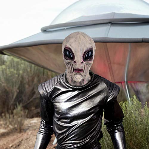 Tinello Máscara alienígena de Halloween, máscara realista de látex, cabeça inteira, OVNI, máscara de