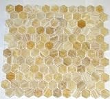 Honey Onyx Hexagon Pattern Polished Mosaics Meshed on 12