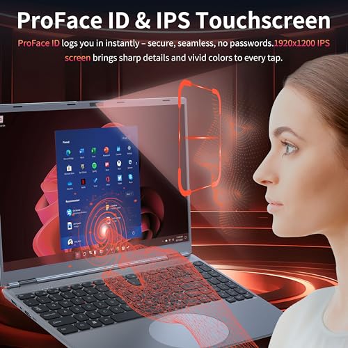 Image of 16 inch Touchscreen Laptop, i3-8109U, 16GB RAM, SSD, RGB Backlit Keyboard, Face & Fingerprint Recognition, 180 Degree Opening and Closing, Win 11 (16GB RAM | 512GB SSD)
