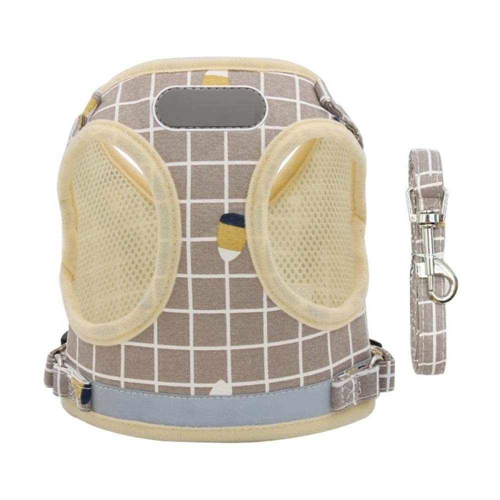 Ensemble Harnais et Laisse réfléchissants en Nylon Marron pour Chats et Chiots, Comprenant Un Gilet, Un Harnais et des laisses pour Petits Chiens (Taille L), Ainsi qu'un Sac de Transport pou