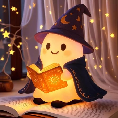 Niedliche Geister-Leselampe 2026, Ghost Reading Book Lamp, 3D Halloween Geist Lampe, Halloween-Dekoration für Leser und Buchliebhaber