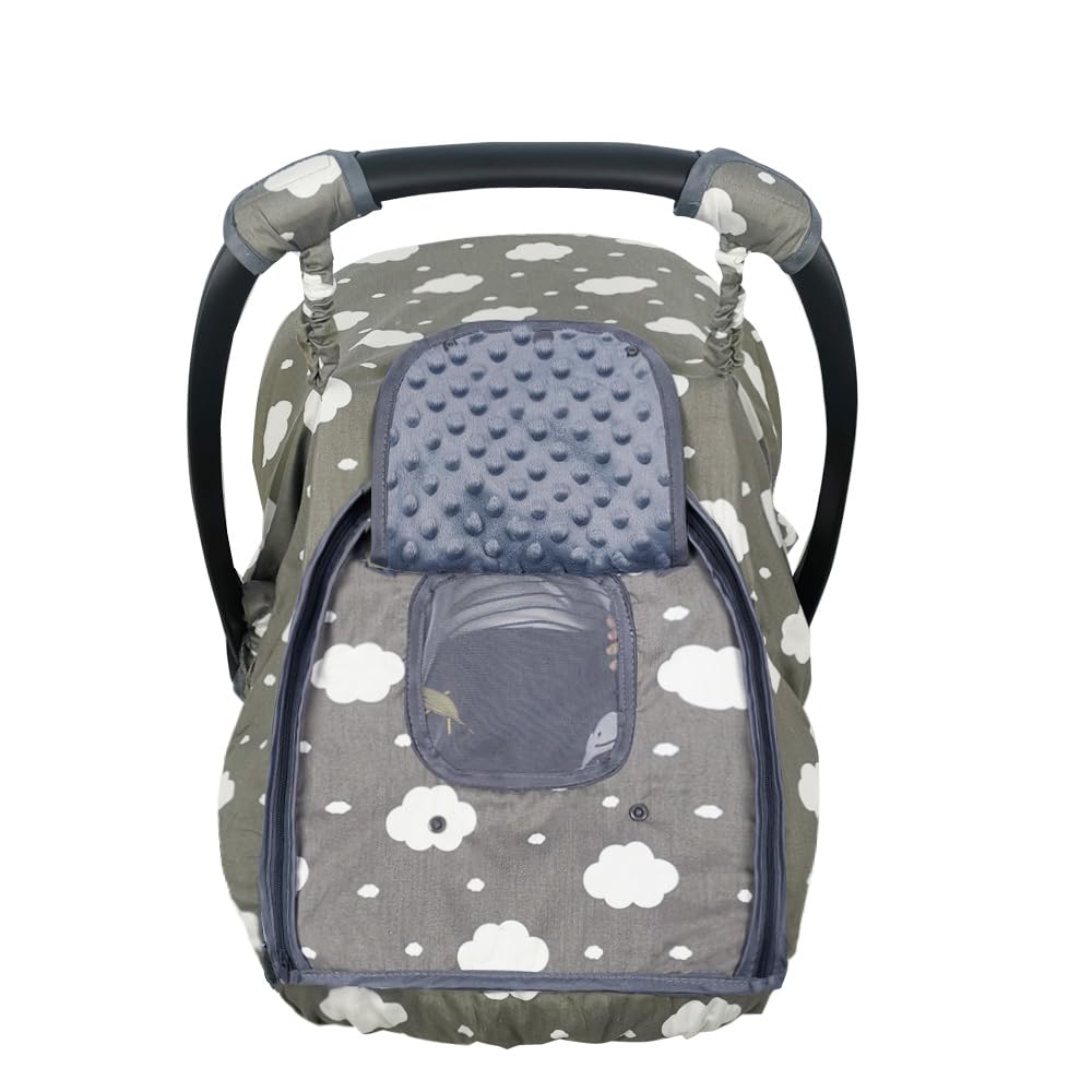 CozyBaby Quilted Infant Car Seat Cover With Dual Zippers And Elastic Edge, Pink