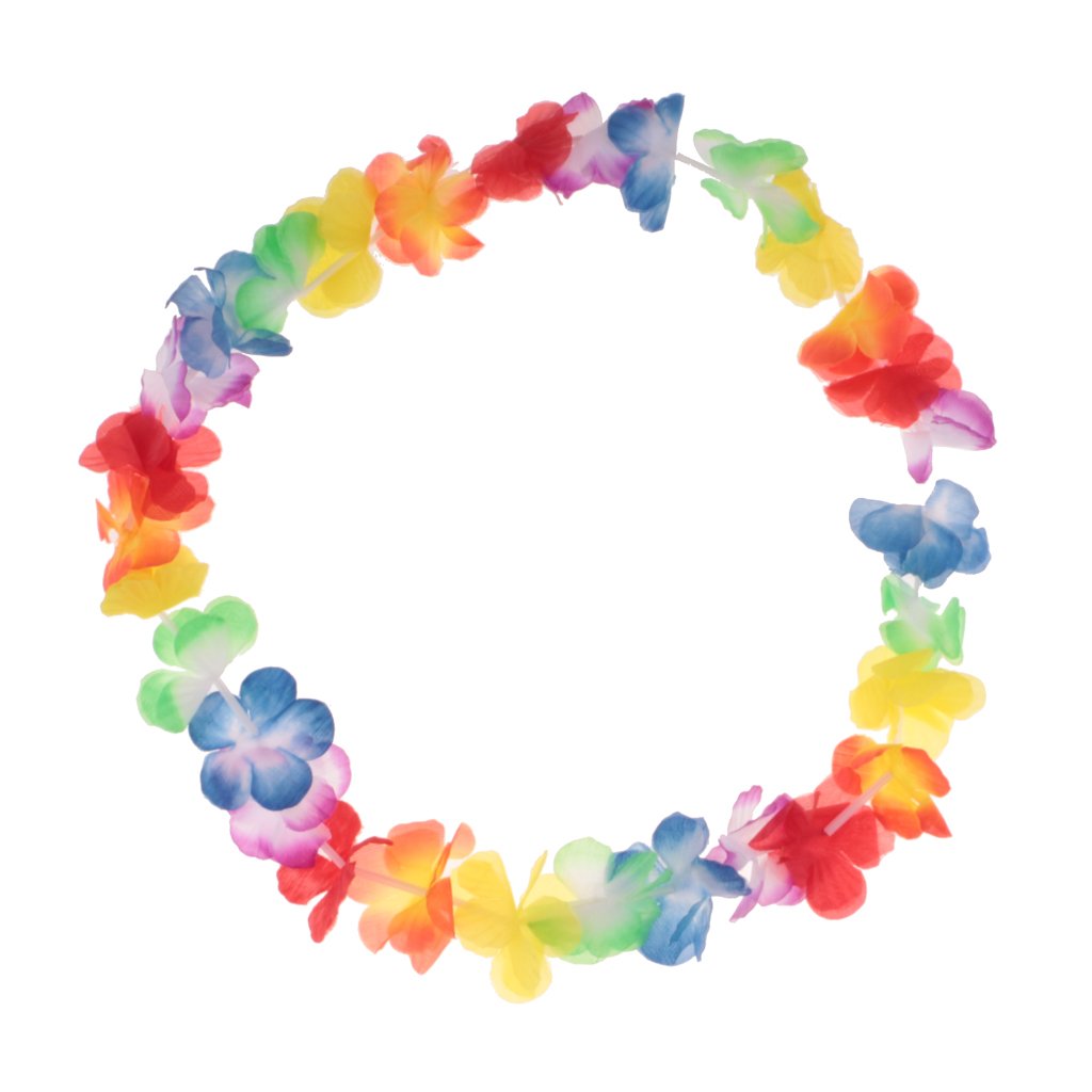 MagiDeal Hawaiian Leis Fabric Flower Luau Summer Party Favor Tropical Garland - multi, 52cm