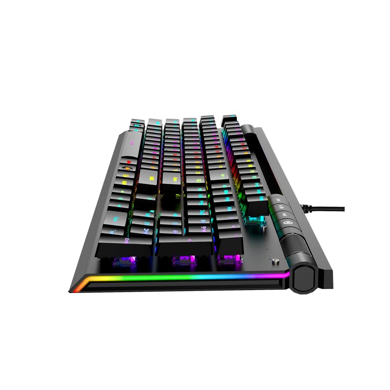Image of Live Tech Octane+ Aluminum Panel Gaming Keyboard | Blue Mechanical Switches | 17 RGB Lighting Effects | Volume Knob & Multimedia Controls