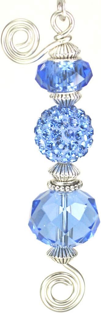 Beautiful Faceted Blue Glass and Faux Rhinestone Ceiling Fan Pull Chain