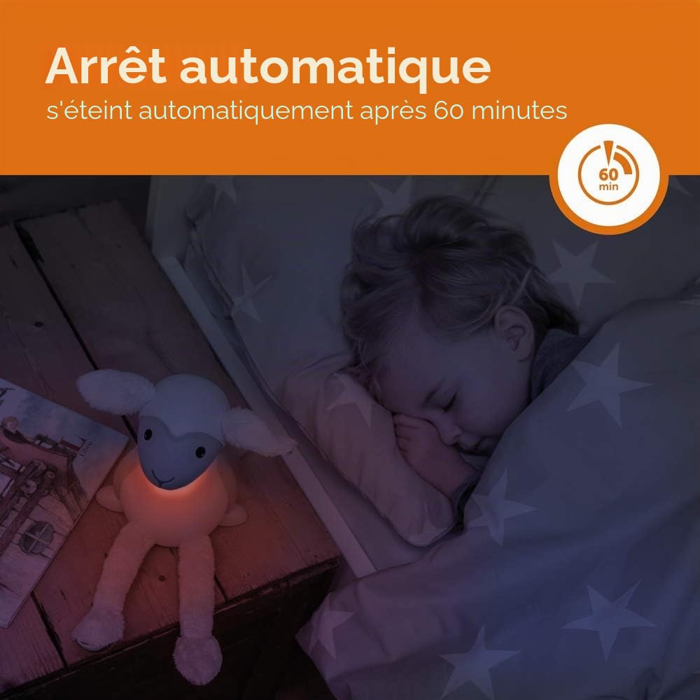 ZAZU - FIN le mouton Lampe de chevet et veilleuse - Copain Idéal pour la lecture le soir (Gris)