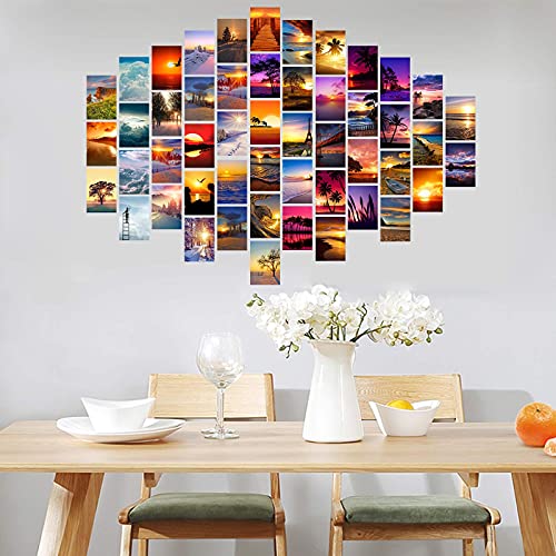 Sunset Pictures Wall Collage Kit - Aesthetic Room Decor For Bedroom Teen Girl 50 Set 4X6 Inch Colorful Nature Landscape Art Print Dorm Photo Collection Vsco Posters Modern Home Office Decoration #TOP1