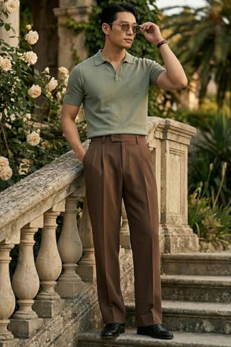 Image of Veirdo Men's Korean Style Pants with Modern Slim Fit Design, Comfortable Fabric, Casual & Smart Look, Perfect for Office and Outings (Sizes S to 2XL)
