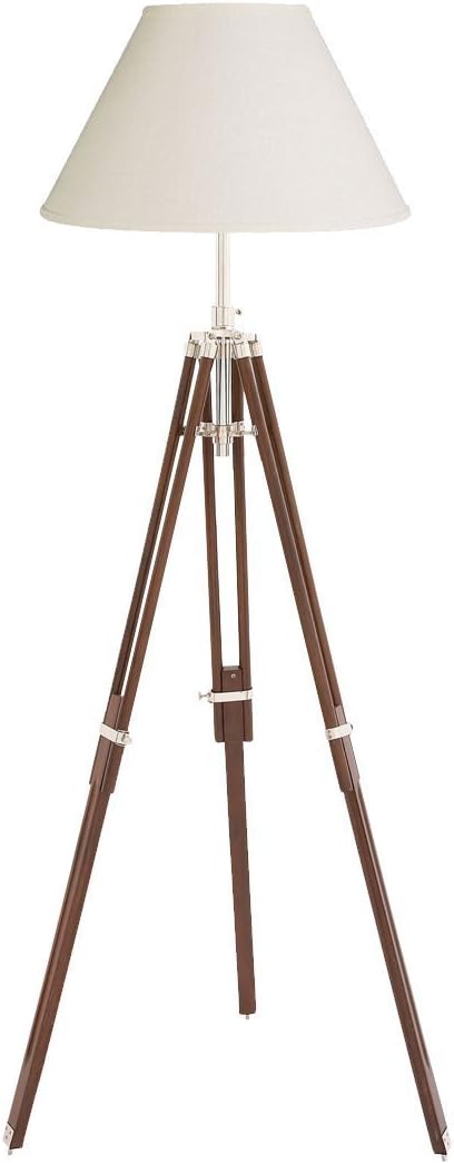 VINTAGE TRIPOD FLOOR LAMP NAUTICAL ADJUSTABLE TRIPOD WOODEN STAND
