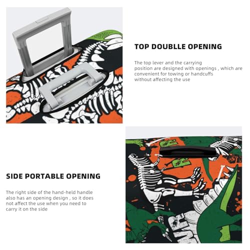 Dinosaur Skeleton Print Luggage Cover For Suitcase,Washable Elastic Travel Suitcase Protector With Zipper Closure And Bottom Buckle – Fits 18-32" Luggage-X-Large3