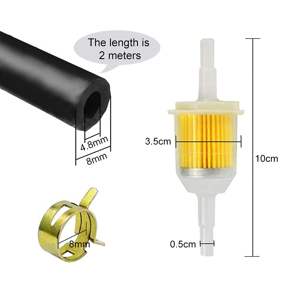 Kit Tuyau Carburant 5mm - 3 Mètres Avec 2 Filtres à Essence Et 10 Colliers De Serrage Pour Scooter/moto - 12