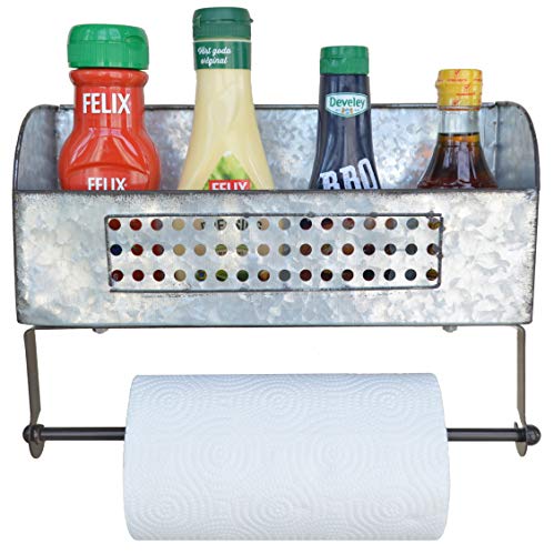 Shabbydecor Farmhouse Paper Towel Holder With Shelf Rustic Toilet Paper Holder Galvanized Metal Bathroom Accessories #TOP7