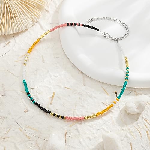 Summer Beaded Choker Necklace Pretty Bohemian Hawaiian Tiny Seed Beaded Necklace for Women2