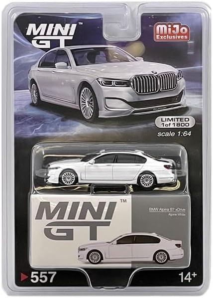 True Scale Miniatures Model Car Compatible with BMW Alpina B7 xDrive Alpine White Limited Edition 1/64 Diecast Model Car MGT00557