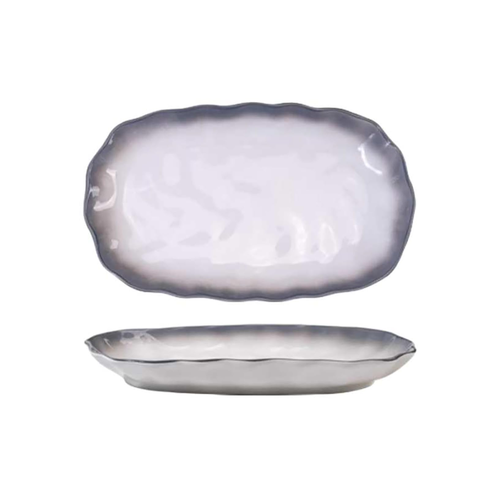 Cuenco de arroz de cerámica gris gradual para el hogar, plato de pescado de 12 pulgadas