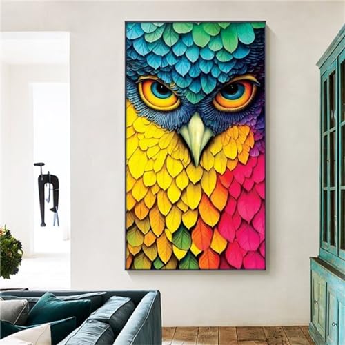 Broderie Diamant Hibou XXL 80x185 cm | Toile Premium Mosaïque Adulte