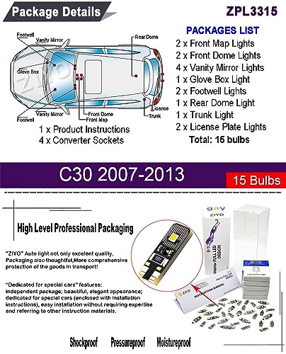 Kit de luz interior LED para Volvo C30 2007-2013 miniatura 2