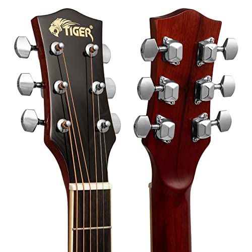 TIGER ACG4-RD Guitare électro-acoustique 4/4 pour débutants avec accordeur 3 bandes et égaliseur intégrés – Sac de… - Les Beatles, Paul McCartney, John Lennon, RIngo Starr, George Harrison TIGER ACG4-RD Guitare électro-acoustique 4/4 pour débutants avec accordeur 3 bandes et égaliseur intégrés - Sac de… – Image 4