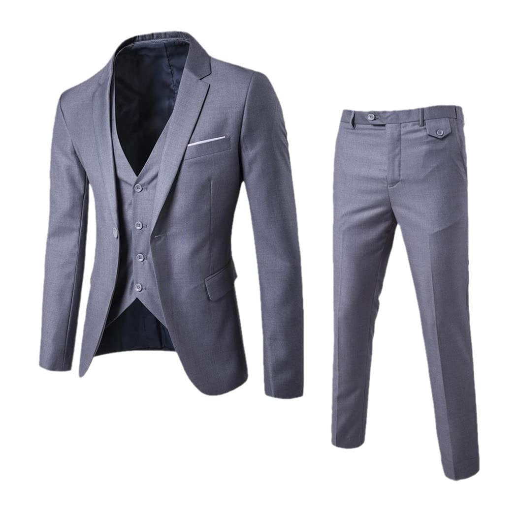 Costume ensemble 3 pièces noir homme élégant bouton simple