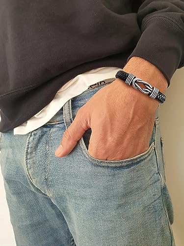 Infinity Knot Leather Bracelet Forever Linked Together Bracelet Birthday Christmas Anniversary Bracelet Idea Mens Braided Cuff 7.8/8.5/9 Inches Bracelet for Man Son Husband Boyfriend Brother Grandson3