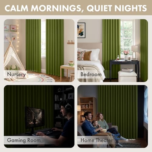 Image of ANRODUO Olive Green Back Tab Blackout Curtains 84 Inch Long 2 Panels | Rod Pocket,Thermal Insulated Room Darkening Light Blocking Curtains for Living Room Bedroom Privacy,W42xL84