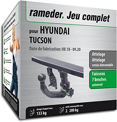 Attelage rotule démontable + Faisceau 7 Broches Compatible avec Hyundai Tucson (163282-14316-1-FR)