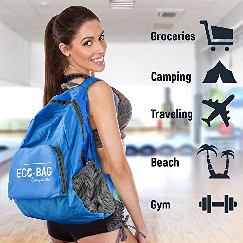 Packable Foldable Ultralight Lightweight Travel Camping Hiking Outdoor Sports Waterproof Backpack Daypack Blue Large2