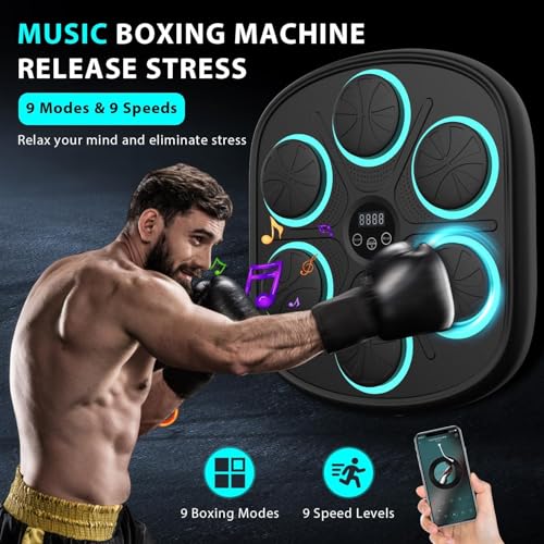 new music boxing machine for adults and kids training machine with led electronic wall mounted suitable for home office gym fun fitness equipment with premium gloves