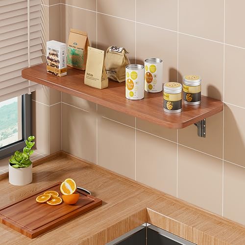 DUANHOZ Mesa Plegable de Pared Que Ahorra Espacio: Escritorio Flotante de fácil instalación para Cocina, Comedor y lavadero. Mesa de Madera Plegable y versátil para Espacios pequ