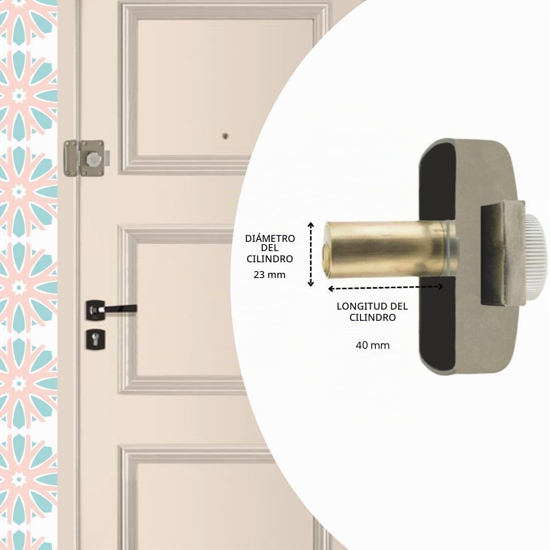 YALE - YV26BT-40 Verrou bouton et cylindre 6 goupilles diametre 23 mm - longueur 40 mm - 5 clés réversibles - beige