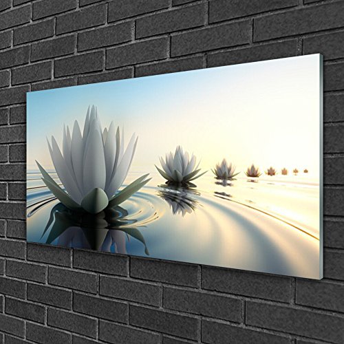 Tableau décoration déco mural moderne fleurs art d'eau impression verre trempé
