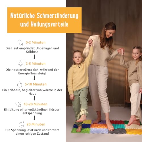 ORTOTO 12 Massage-Puzzle-Bodenmatten, orthopädische Spielmatte für Kinder, sensorisches Spiel, ineinandergreifende Bodenfliesen, Puzzlematten-Set (All-IN-ONE)