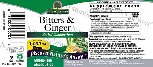 Nature's Answer Alcohol Free Bitters & Ginger 2 Fluid Ounces | Supports Digestion | Supports Stomach Function #TOP1